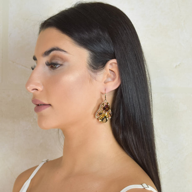 Ari Bug Earrings with Beige Fringe