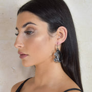 Bella Small Crystal Earrings Marble Silver