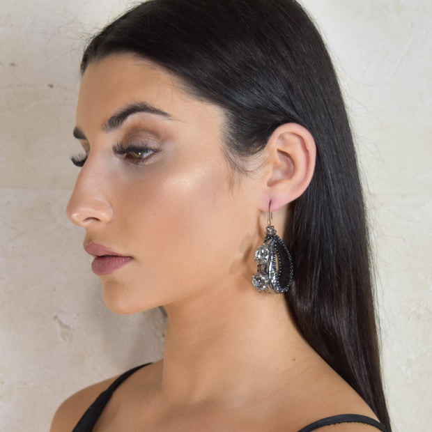 Bella Small Crystal Earrings Light Gold