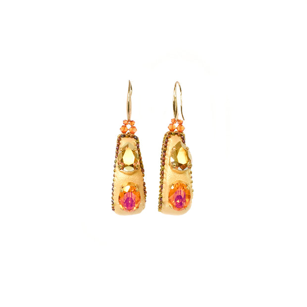 Bella Small Crystal Earrings Bright Gold