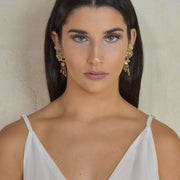 Dahlia Stud Earrings Marble Silver