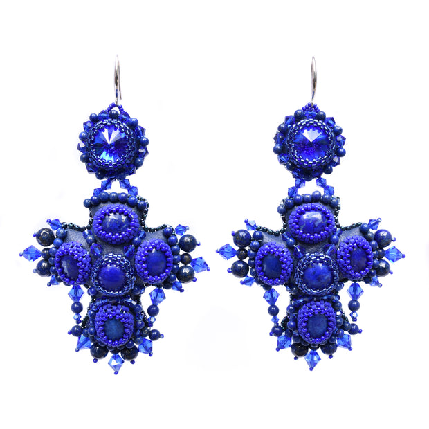 Divine Amulet Earrings in Lapis Blue
