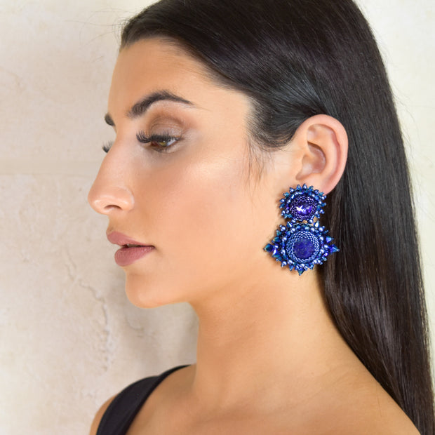 Olivia Round Earrings in Lapis