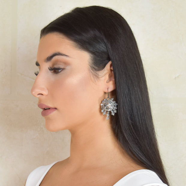 Scarab Petite Earrings Marble Silver